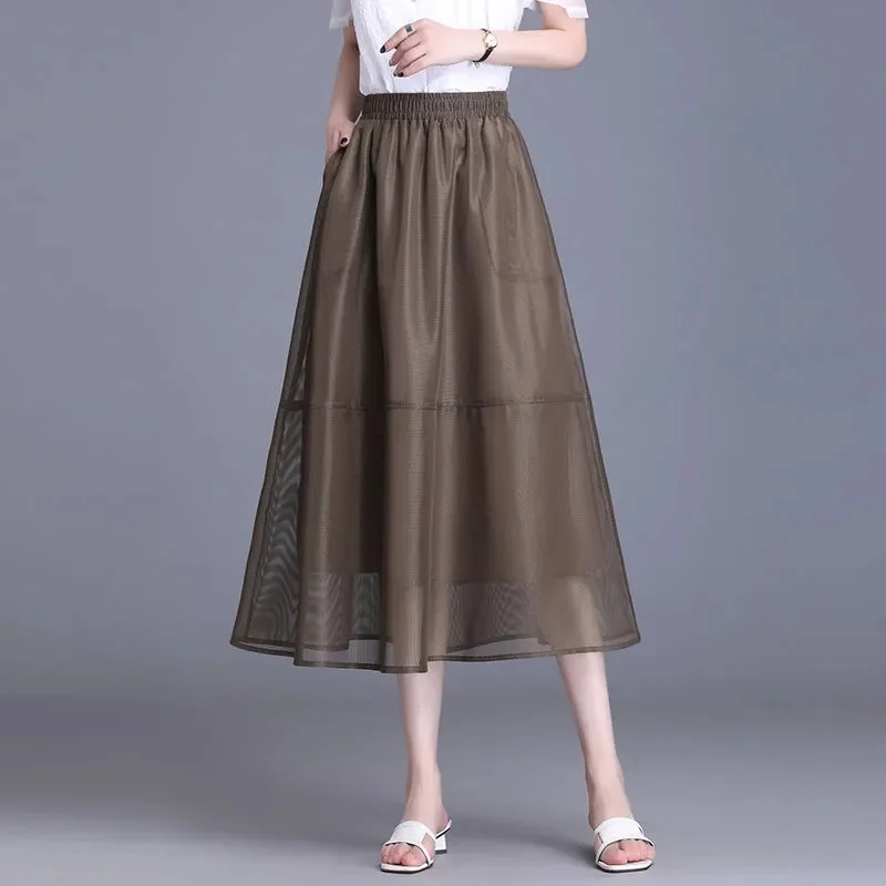 Spring Autumn Women Solid A-line Gauze Skirt High-end Female New Elastic High Waist Long Skirts Ladies Patchwork Yarn Maxi Skirt
Spring Autumn Women Solid A-line Gauze Skirt High-end Female New Elastic High Waist Long Skirts Ladies Patchwork Yarn Maxi Skirt