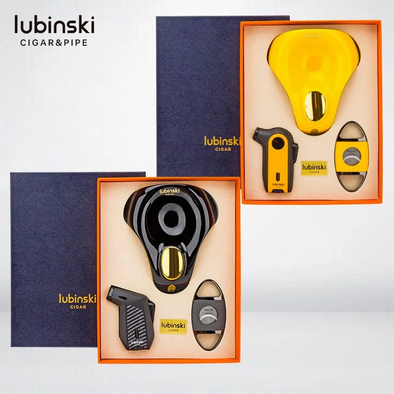 LUBINSKI Cigar Set Jet Flame Lighter Metal Cigar Cutter Ceramic Ashtray Cigar Three Piece Set
LUBINSKI Cigar Set Jet Flame Lighter Metal Cigar Cutter Ceramic Ashtray Cigar Three Piece Set