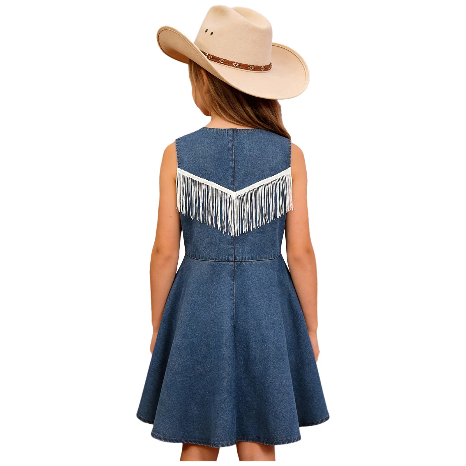 Fancy Western Cowgirl Cowboy Costume for Girls Sleeveless Button Tassel A-Line Denim Dress Halloween Birthday Parties Dress Up
Fancy Western Cowgirl Cowboy Costume for Girls Sleeveless Button Tassel A-Line Denim Dress Halloween Birthday Parties Dress Up