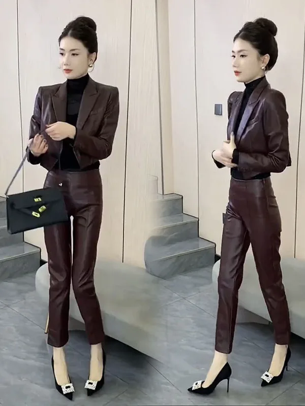 Ele Faionable Women's Two-Piece Set Spring 2026 Slim Fit Jaet with irt Collar And Pants Polyester Fiber Casual Sle
Ele Faionable Women's Two-Piece Set Spring 2026 Slim Fit Jaet with irt Collar And Pants Polyester Fiber Casual Sle