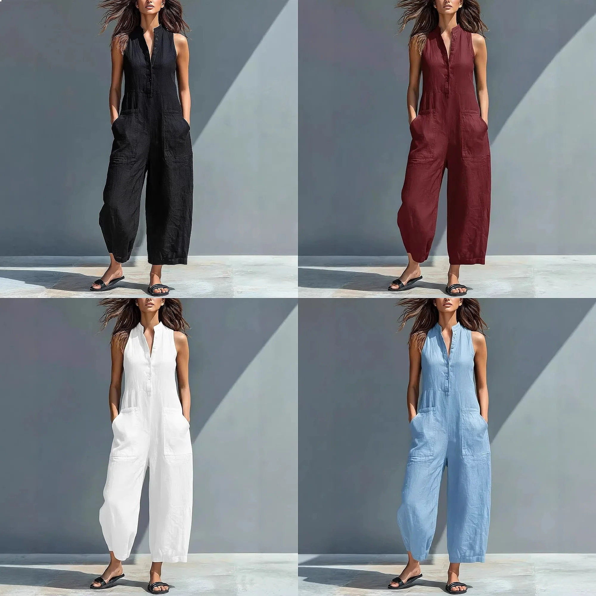 Women's Sleeveless Jumpsuit Casual Overall Playsuit Spring Summer
Women's Sleeveless Jumpsuit Casual Overall Playsuit Spring Summer