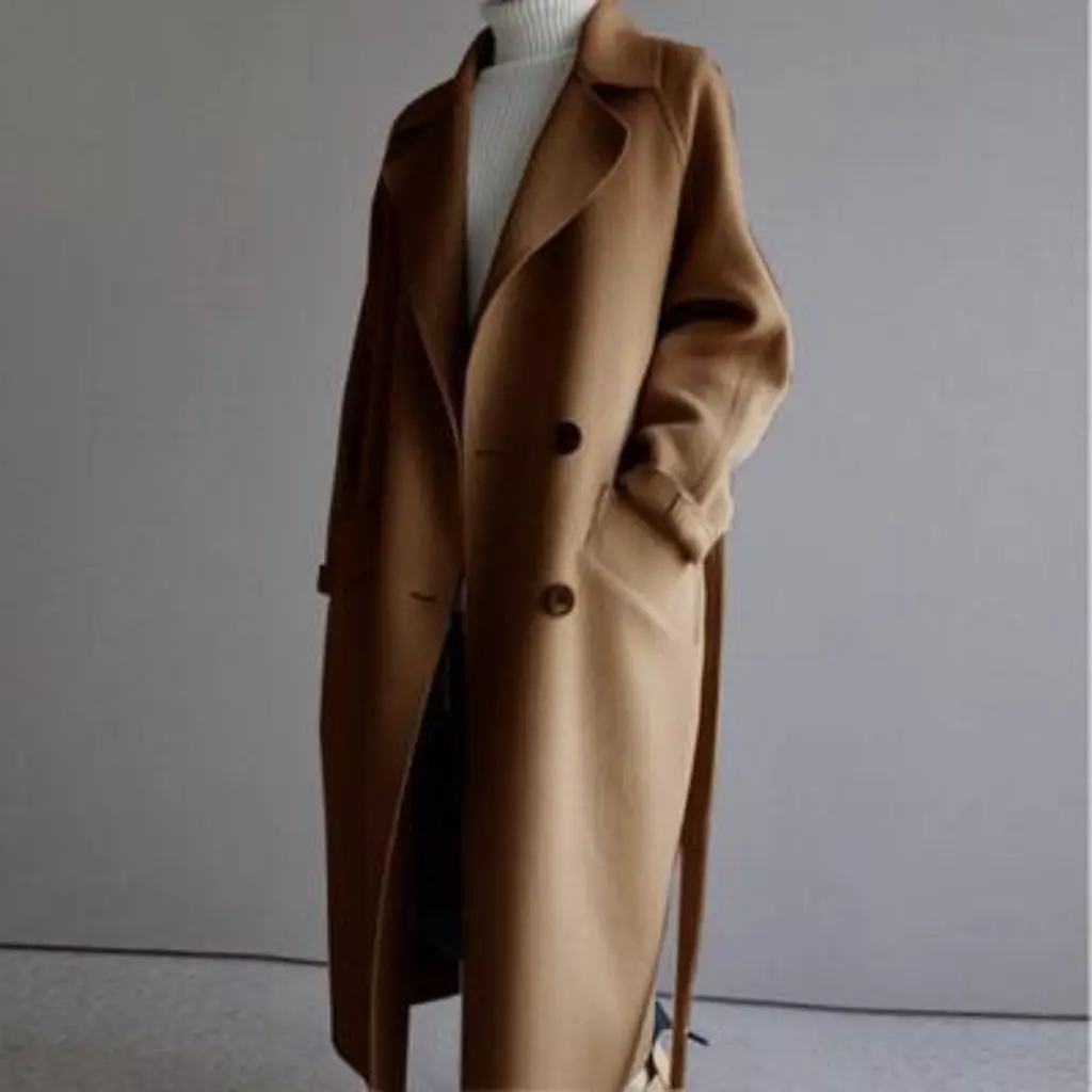Women's Korean-Style Woolen Coat Long Fashionable Loose Over-Knee Waist Lace-Up Autumn Winter New
Women's Korean-Style Woolen Coat Long Fashionable Loose Over-Knee Waist Lace-Up Autumn Winter New