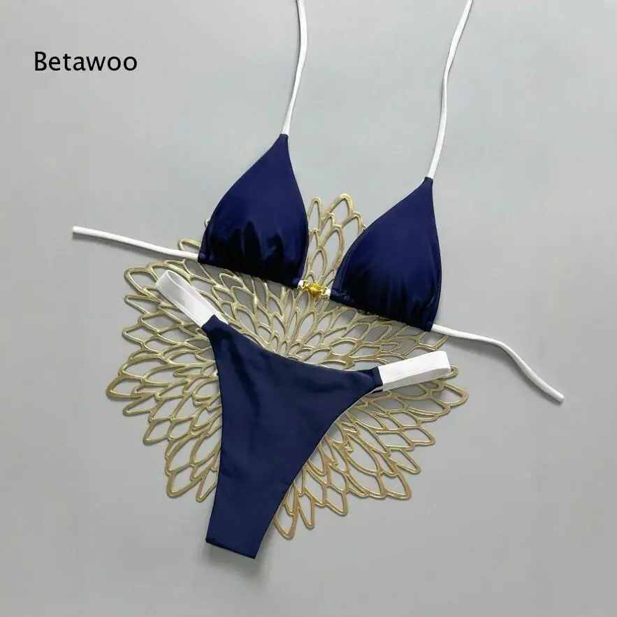 Summer Beach Navy Blue Triangle Bikini with White Trim
Summer Beach Navy Blue Triangle Bikini with White Trim