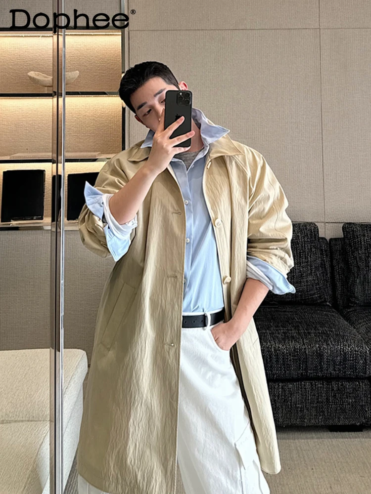 Male Retro Lapel Trench Coats Men's 2025 Spring New Trendy Design Loose Comfort Casual Solid Color Coat Long Sleeve Handsome Top
Male Retro Lapel Trench Coats Men's 2025 Spring New Trendy Design Loose Comfort Casual Solid Color Coat Long Sleeve Handsome Top