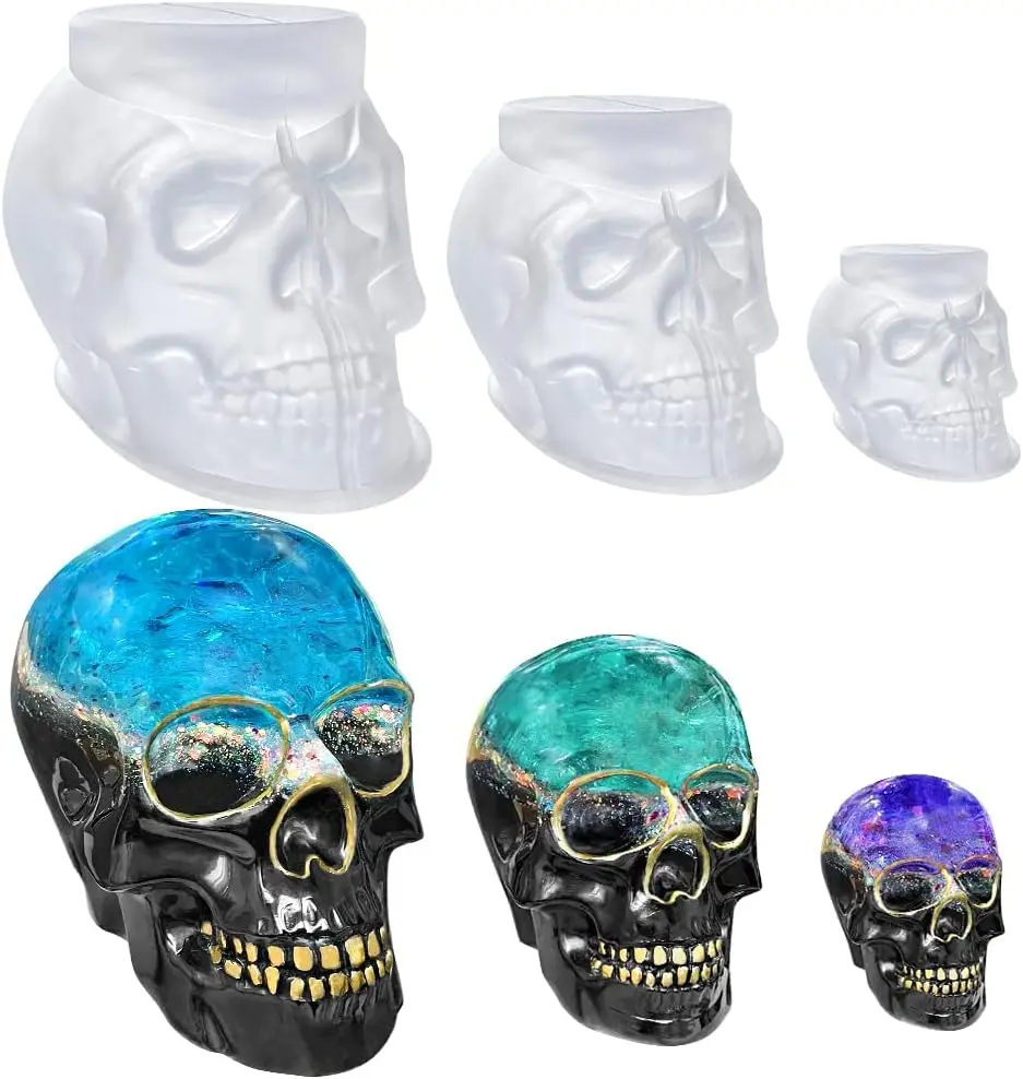 3D Skull Silicone Molds Set (4", 3", 2") for Resin, Soap, Candle Wax, Clay - Halloween Decor
3D Skull Silicone Molds Set (4", 3", 2") for Resin, Soap, Candle Wax, Clay - Halloween Decor