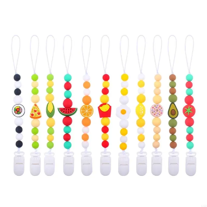 Fruit Bead Pacifier Clips Silicone Chain Holder Newborn Soother Chains Nipple Holder for Babies 425F
Fruit Bead Pacifier Clips Silicone Chain Holder Newborn Soother Chains Nipple Holder for Babies 425F