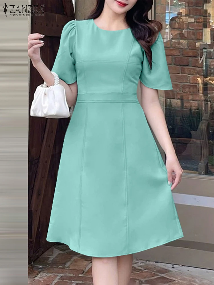 ZANZEA Women Elegant High Waist A-line Dresses 2025 Fashion Short Sleeve Fitted Waist Midi Robes Femme Streetwear Party Vestidos
ZANZEA Women Elegant High Waist A-line Dresses 2025 Fashion Short Sleeve Fitted Waist Midi Robes Femme Streetwear Party Vestidos