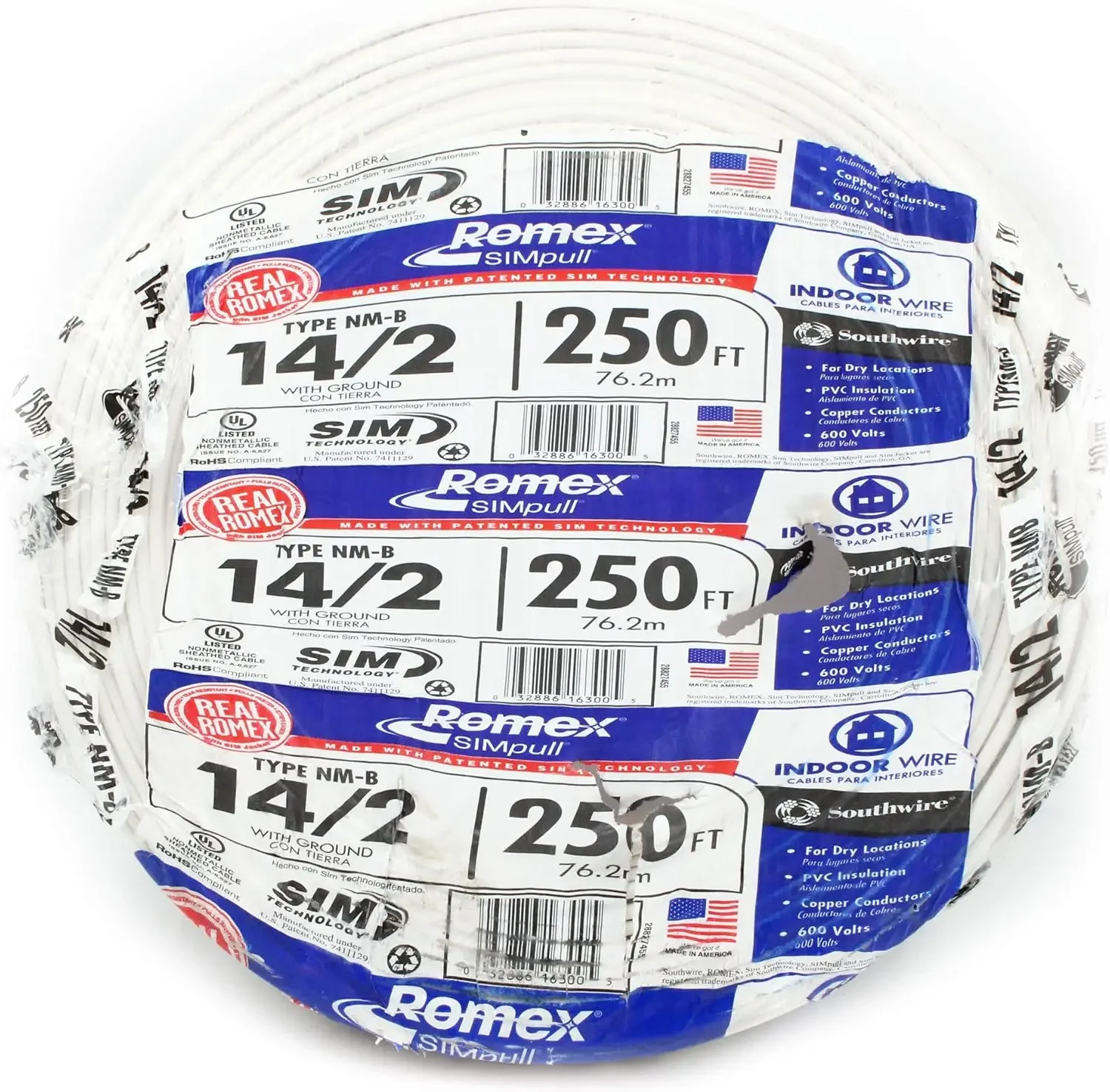 Company #28827455 250' 14/2 W/G NM Indoor Cable, for Dry Location
Company #28827455 250' 14/2 W/G NM Indoor Cable, for Dry Location