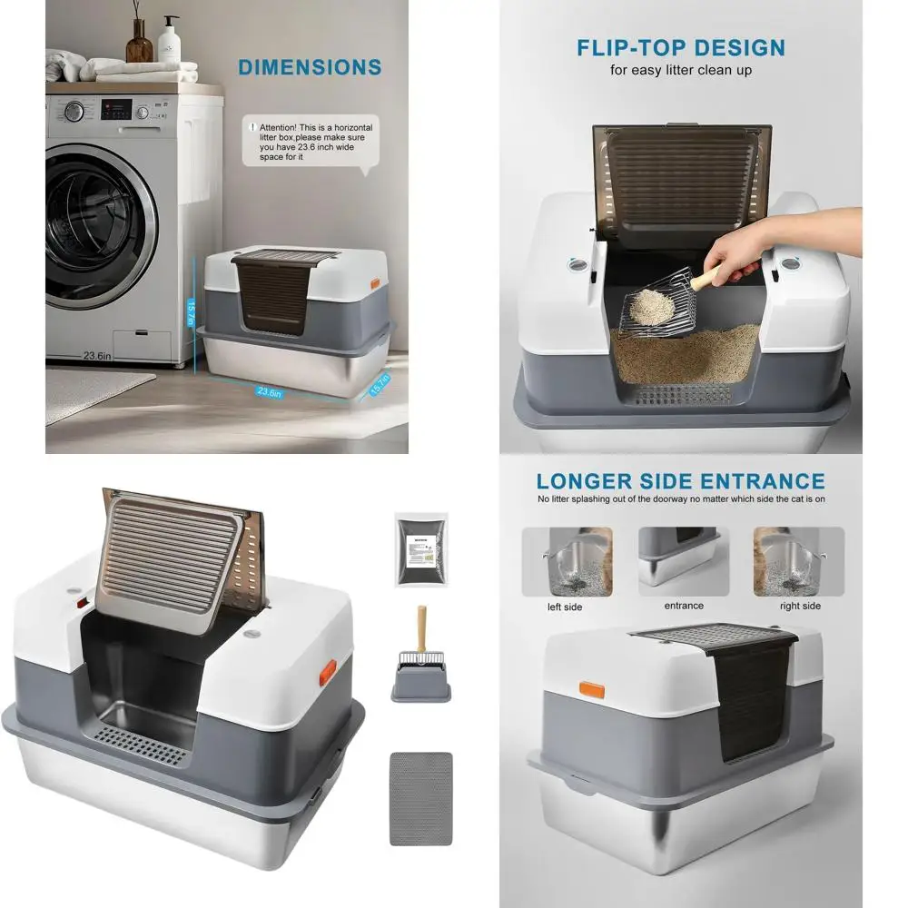 Enclosed Metal Cat Litter Box with Lid, Litter Mat, Odor Reduction Pack (2kg), Metal Scoop, Easy Clean, Odor-Control, Leak-Proof
Enclosed Metal Cat Litter Box with Lid, Litter Mat, Odor Reduction Pack (2kg), Metal Scoop, Easy Clean, Odor-Control, Leak-Proof