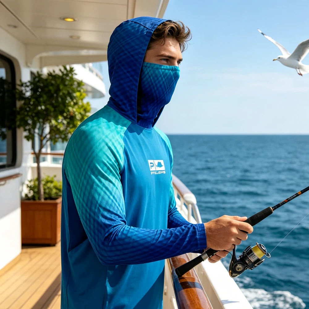 UPF50+ Men Hooded Fishing Shirt With Face Mask Long Sleeve Sun Protection Quick Dry Breathable Outdoor Angling Tops for Fishing
UPF50+ Men Hooded Fishing Shirt With Face Mask Long Sleeve Sun Protection Quick Dry Breathable Outdoor Angling Tops for Fishing