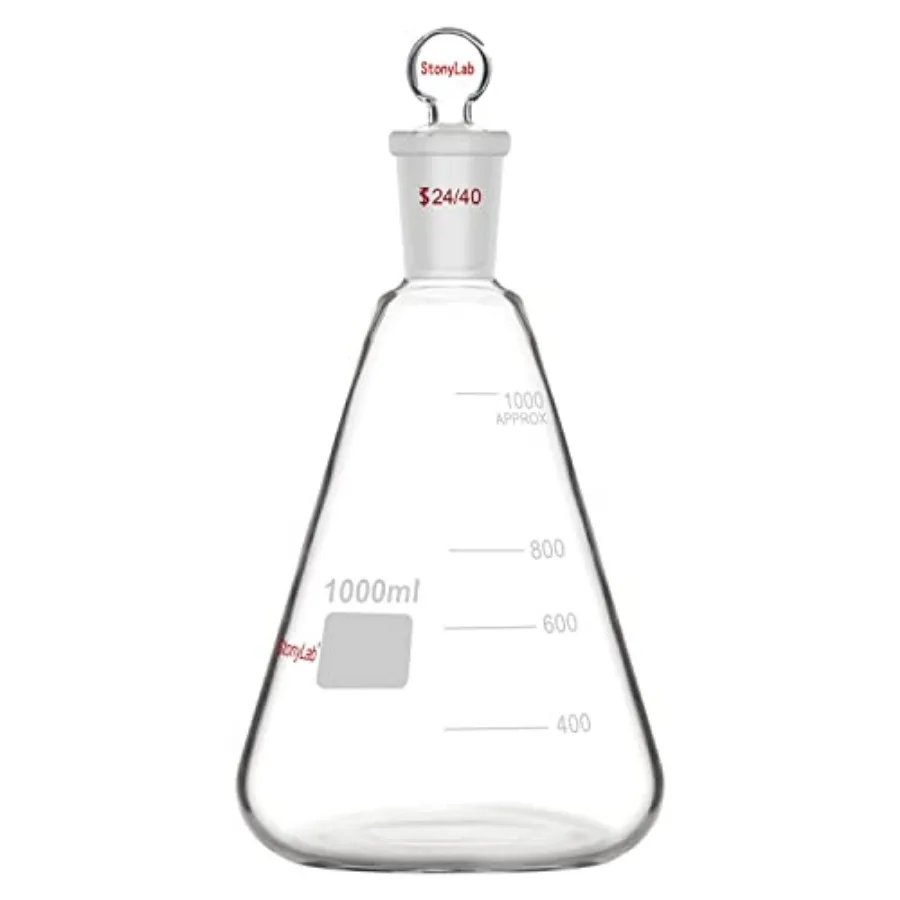 Glass 24/40 Erlenmeyer Flask with Stopper 0 Borosilicate Glass Heavy Wall Flask with 24/40 Standard Taper Outer Joint and Glass
Glass 24/40 Erlenmeyer Flask with Stopper 0 Borosilicate Glass Heavy Wall Flask with 24/40 Standard Taper Outer Joint and Glass