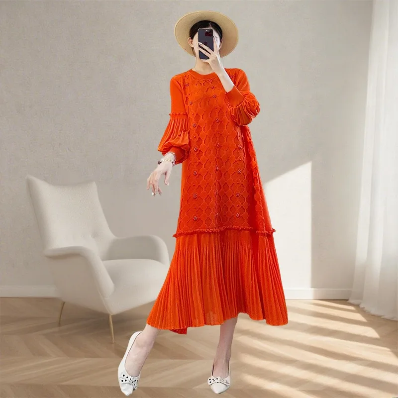 Miyake плиссированное женское платье большого размера, модное элегантное свободное длинное платье с рукавами-фонариками и бусинами, Европа, США
Miyake плиссированное женское платье большого размера, модное элегантное свободное длинное платье с рукавами-фонариками и бусинами, Европа, США