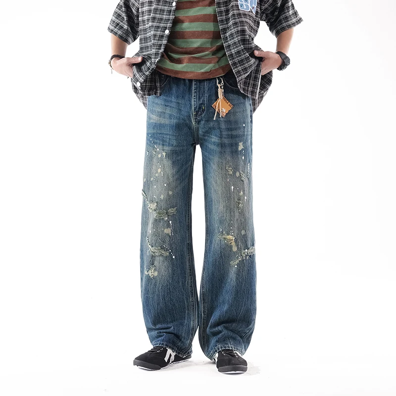 Ripped Jeans Men Wide-leg Distressed Baggy Pants Vintage Streetwear Paint Moto & Biker Jeans Denim Pants 2026 Summer New
Ripped Jeans Men Wide-leg Distressed Baggy Pants Vintage Streetwear Paint Moto & Biker Jeans Denim Pants 2026 Summer New