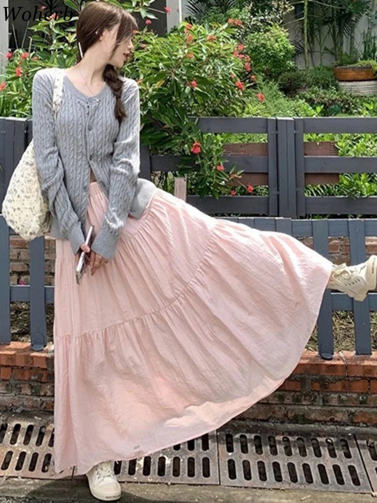 2025 Faldas Mujer De Moda Solid Skirts Women's Clothing High Waist Vintage Jupe Korean Summer Saia Pleated Elegant Long Skirt
2025 Faldas Mujer De Moda Solid Skirts Women's Clothing High Waist Vintage Jupe Korean Summer Saia Pleated Elegant Long Skirt