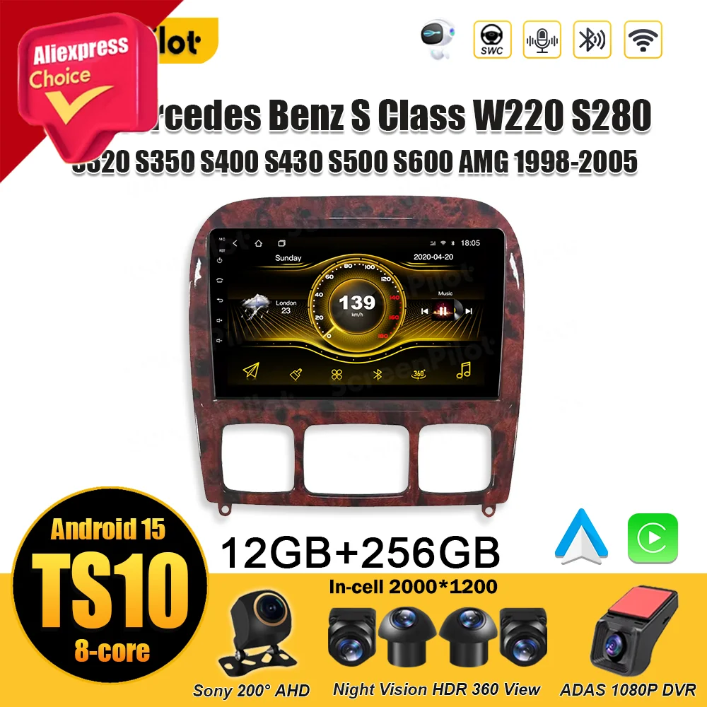 Android 15 For Mercedes Benz S Class W220 S280 S320 S350 S400 S430 S500 S600 AMG 1998-2005 Car Radio Multimedia Video Player DSP
Android 15 For Mercedes Benz S Class W220 S280 S320 S350 S400 S430 S500 S600 AMG 1998-2005 Car Radio Multimedia Video Player DSP