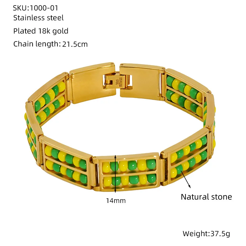 Waterproof Natural Stone 18K Stainless Steel Double layers Beads Bracelet No Color Loss Bangle For Women Fashione Jewelry
Waterproof Natural Stone 18K Stainless Steel Double layers Beads Bracelet No Color Loss Bangle For Women Fashione Jewelry