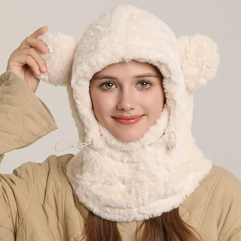 Thickened Plush Winter Warm Hat Scarf Mask Sets Women Kawaii Bear Ear Beanie Ear Protection Cap Windproof Bicycle Bowler Hat
Thickened Plush Winter Warm Hat Scarf Mask Sets Women Kawaii Bear Ear Beanie Ear Protection Cap Windproof Bicycle Bowler Hat