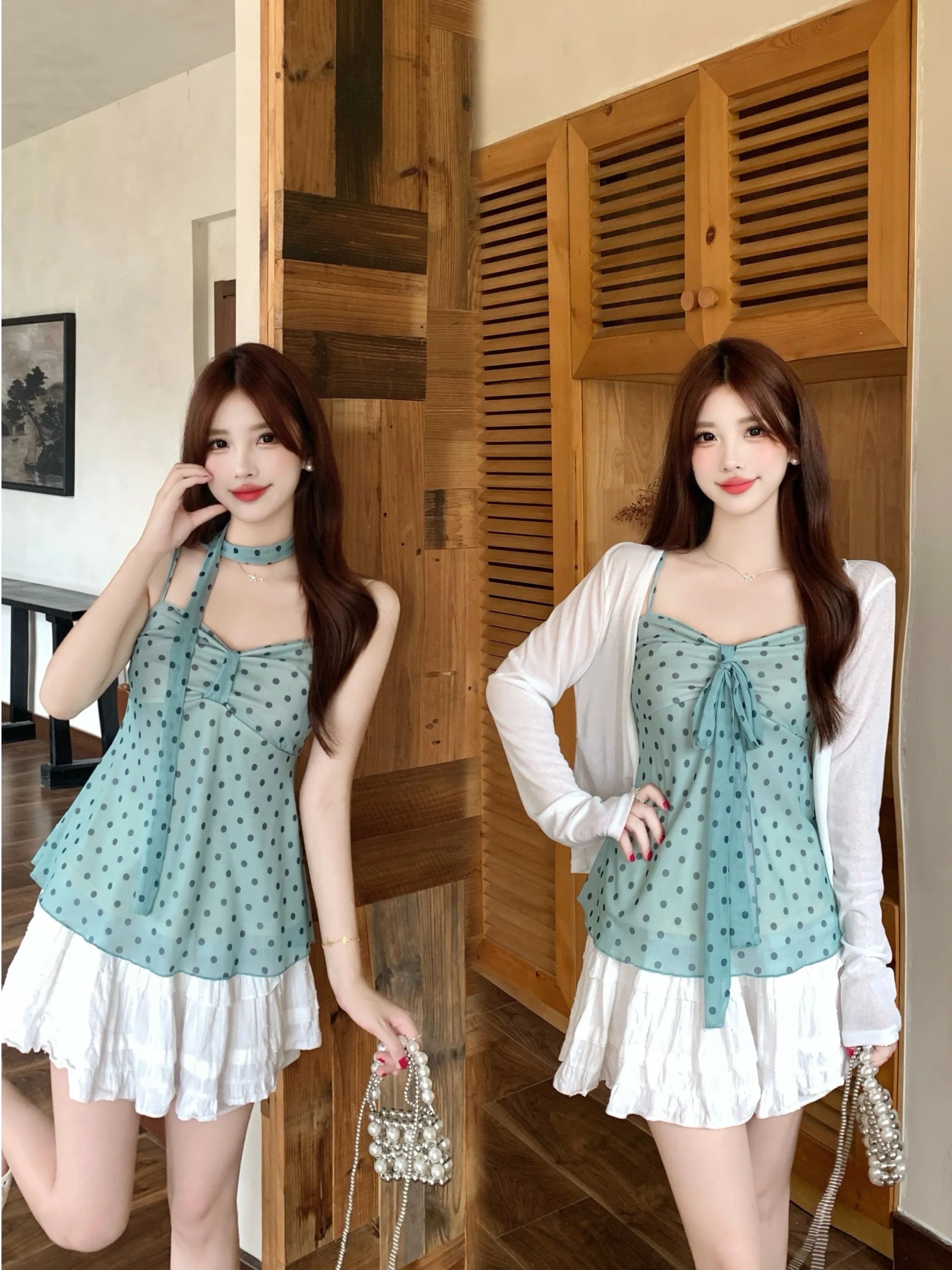 plus Size Fashionable Mint Green Polka Dot Crop Top And Cardigan Set Women's Clothing Slimming Waist Concealing plus Size
plus Size Fashionable Mint Green Polka Dot Crop Top And Cardigan Set Women's Clothing Slimming Waist Concealing plus Size