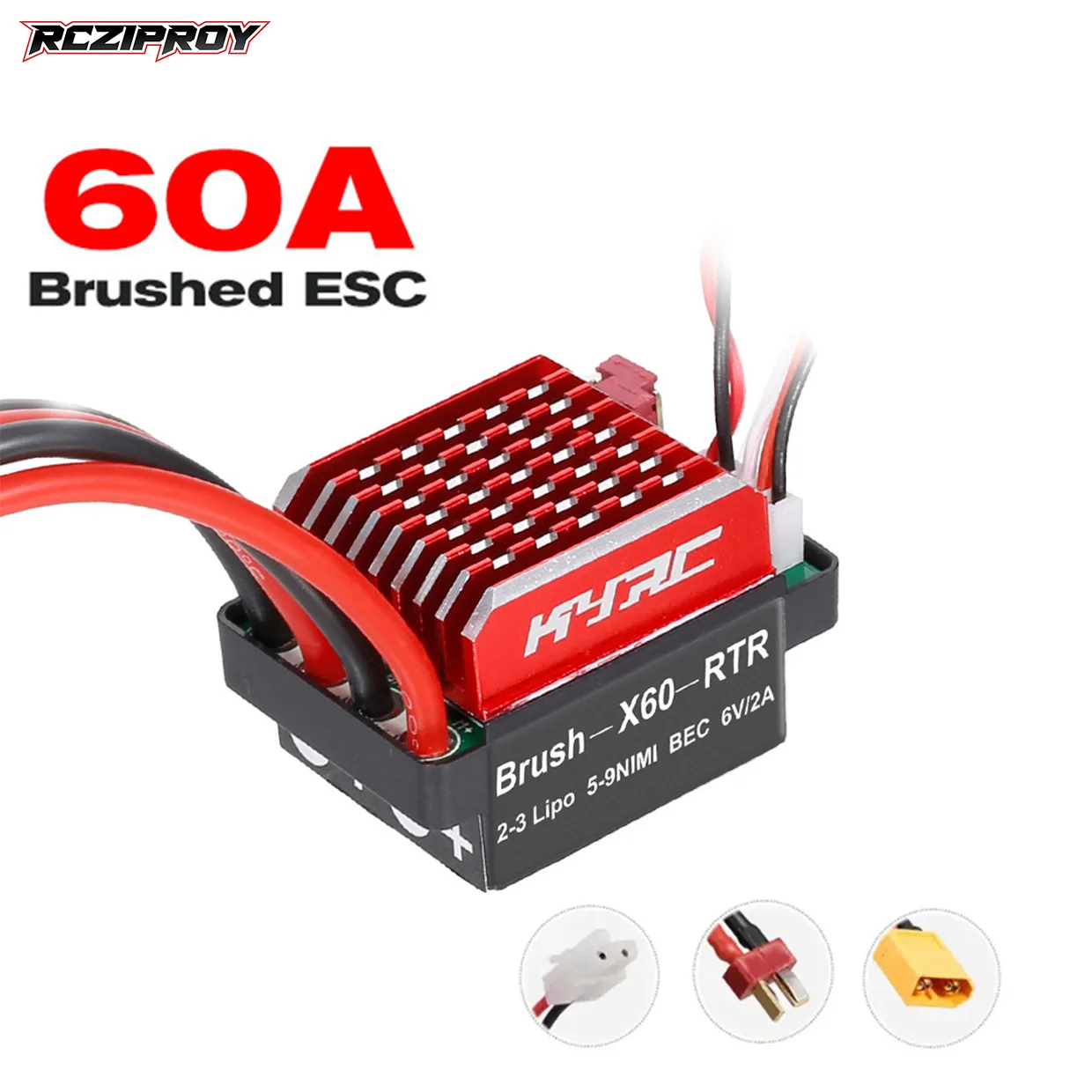 RCZIPROY Waterproof 60A Brushed ESC with 60A/360A Speed Controller 6V/2A for RC Racing Truck Traxxas 1/10 Axial Upgrade Parts
RCZIPROY Waterproof 60A Brushed ESC with 60A/360A Speed Controller 6V/2A for RC Racing Truck Traxxas 1/10 Axial Upgrade Parts