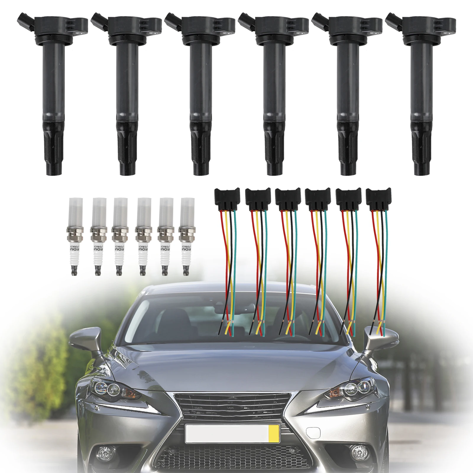 6 Ignition Coils+Connectors+Spark Plug UF487 90919-02251 for Toyota Sienna 3.5L
6 Ignition Coils+Connectors+Spark Plug UF487 90919-02251 for Toyota Sienna 3.5L
