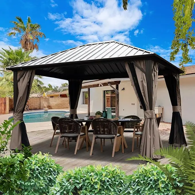 Outdoor Garden Hardtop Aluminum Alloy Gazebo Free-Standing And Easy Assembly With Rodent And Rot Proof Features Coated Frame
Outdoor Garden Hardtop Aluminum Alloy Gazebo Free-Standing And Easy Assembly With Rodent And Rot Proof Features Coated Frame