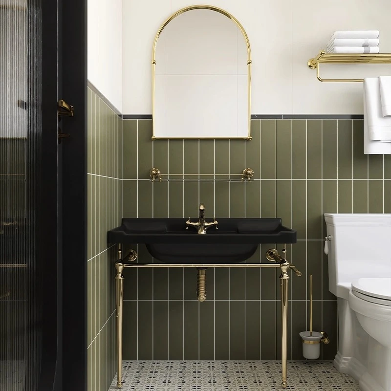 French retro washbasin European bathroom gold copper bracket floor-to-ceiling washbasin
French retro washbasin European bathroom gold copper bracket floor-to-ceiling washbasin