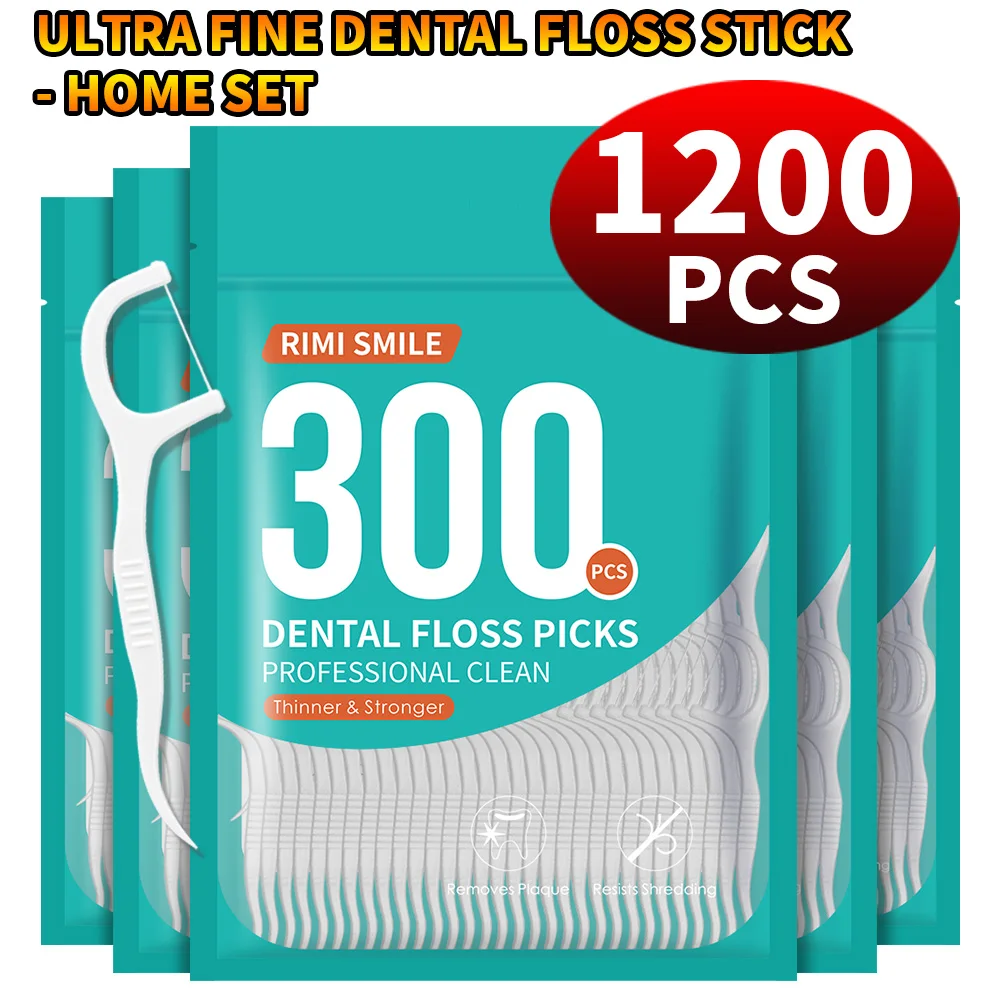High Tension Ultra-Fine Dental Flosser Sticks 1200Pcs 4 Bags RIMI SMILE Disposable Teeth Clean Oral Care Tool for Home Daily Use
High Tension Ultra-Fine Dental Flosser Sticks 1200Pcs 4 Bags RIMI SMILE Disposable Teeth Clean Oral Care Tool for Home Daily Use