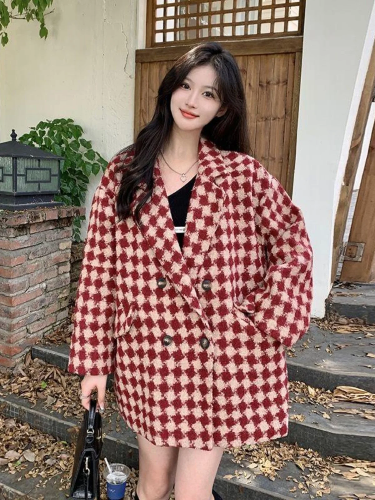 Korean Sle Thiened Plaid Woolen Suit Jaet Women's Loose Winter Coat Student Slimming ort Size Polyester Fiber
Korean Sle Thiened Plaid Woolen Suit Jaet Women's Loose Winter Coat Student Slimming ort Size Polyester Fiber