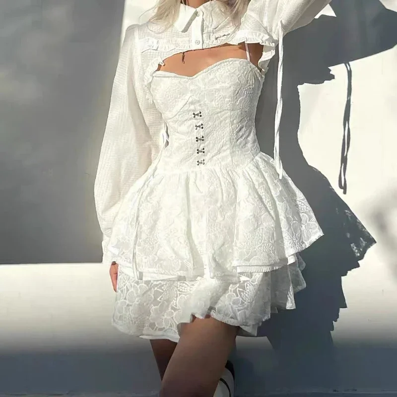 Кружевное белое платье Kawaii Lolita для девочек, 2024, каскадное платье феи с рюшами и длинными рукавами, платья Quinceanera на бретелях для дня рождения
Кружевное белое платье Kawaii Lolita для девочек, 2024, каскадное платье феи с рюшами и длинными рукавами, платья Quinceanera на бретелях для дня рождения