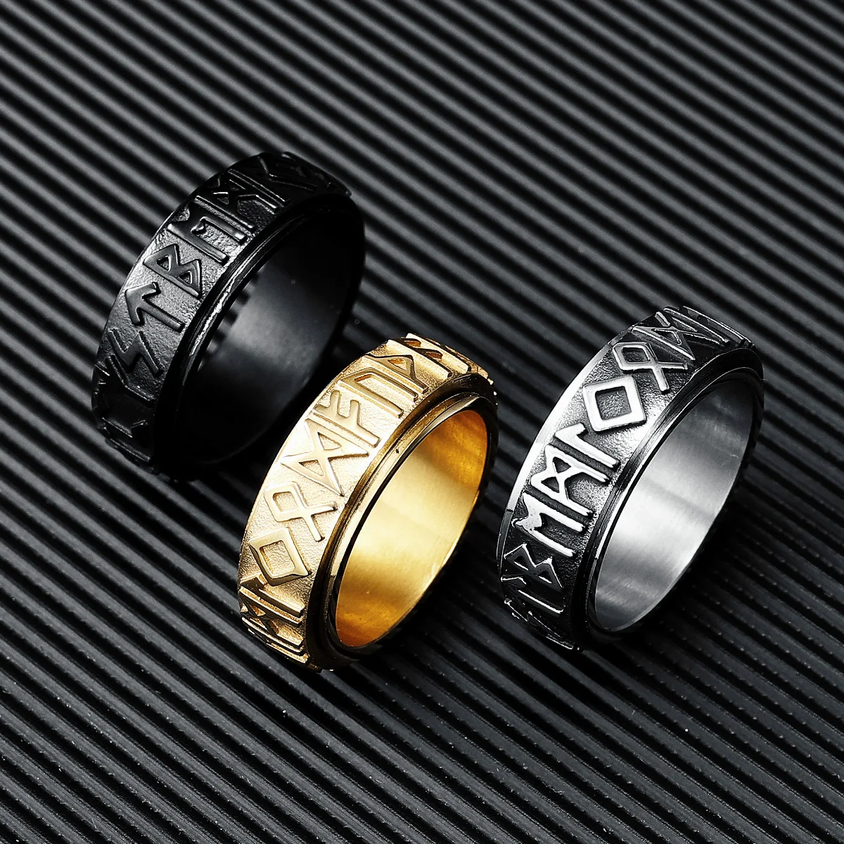 Vintage Rotatable Rune Ring For Men Women Steel/Black/Gold Stainless Steel Nordic Rings Fashion Charm Jewelry Accessoires Gift
Vintage Rotatable Rune Ring For Men Women Steel/Black/Gold Stainless Steel Nordic Rings Fashion Charm Jewelry Accessoires Gift