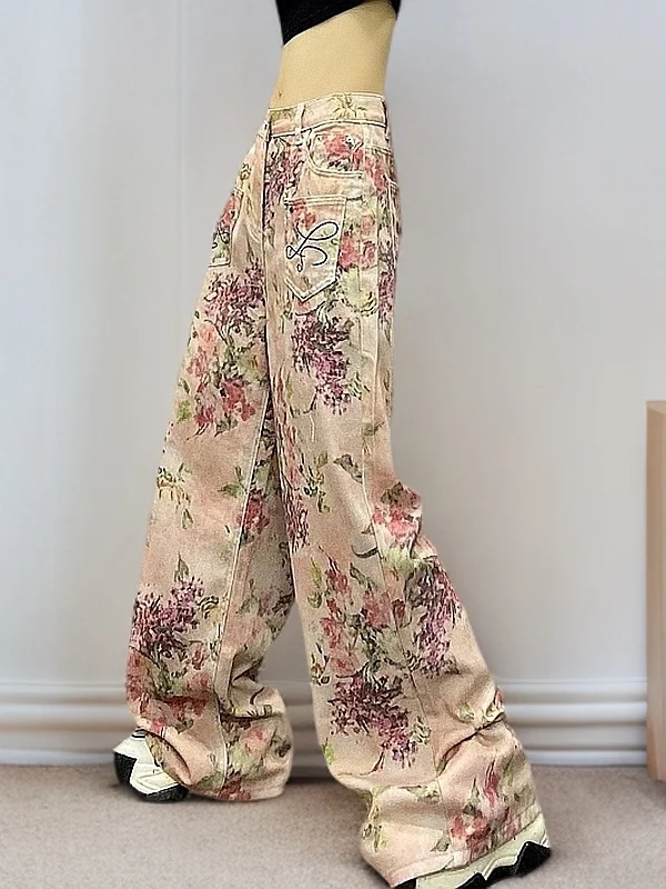 Floral Print High Waist Slimming High Street Sle Women's Jeans Drapey Wide Leg Pants Casual Comfortable Spring Faion
Floral Print High Waist Slimming High Street Sle Women's Jeans Drapey Wide Leg Pants Casual Comfortable Spring Faion