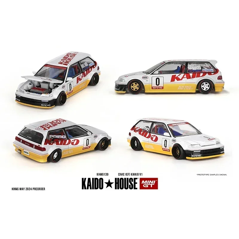 MINIGT KHMG 139 1:64 EF9 Civic Kanjo V1, открывающийся капюшон, литая под давлением диорама, модель автомобиля Kaido House 
MINIGT KHMG 139 1:64 EF9 Civic Kanjo V1, открывающийся капюшон, литая под давлением диорама, модель автомобиля Kaido House