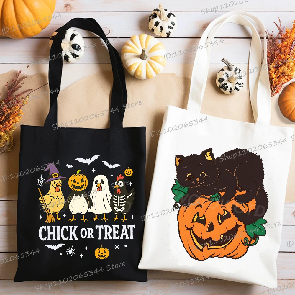 Женская сумка для покупок на Хэллоуин, сумка-шоппер, холщовая сумка с мультяшными животными, дорожная сумка, пляжные женские тканевые сумки на плечо 
Женская сумка для покупок на Хэллоуин, сумка-шоппер, холщовая сумка с мультяшными животными, дорожная сумка, пляжные женские тканевые сумки на плечо