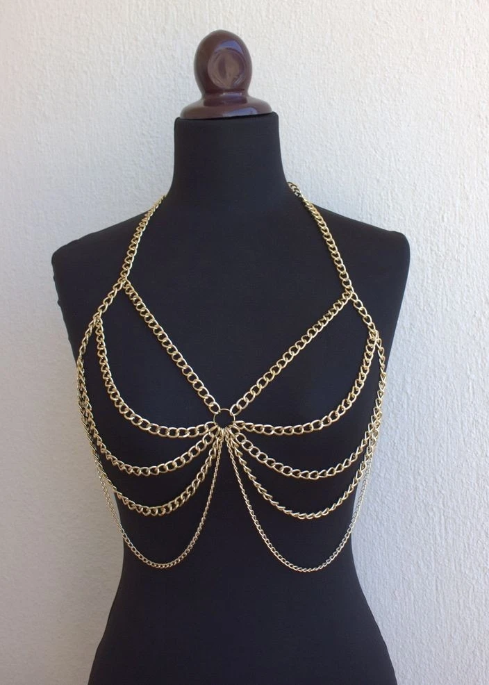New European and American fashion sexy vest chest chain necklace, popular body chain accessories
New European and American fashion sexy vest chest chain necklace, popular body chain accessories