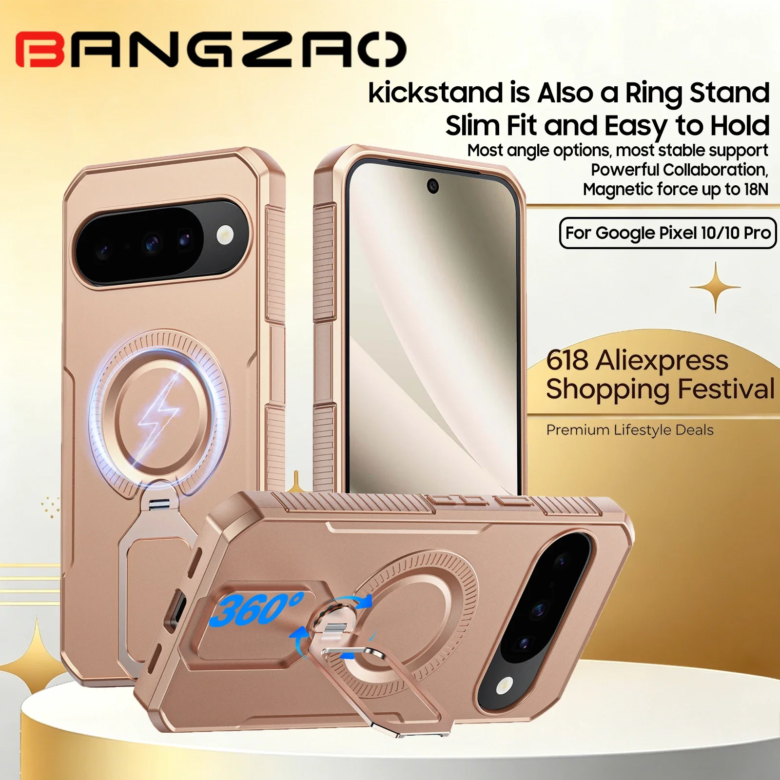 618 Sale Magnetic Armor Case For Google Pixel 10/10 Pro 18N MagSafe Shockproof Ring Stand Cover 13FT Drop Protection-Gold
618 Sale Magnetic Armor Case For Google Pixel 10/10 Pro 18N MagSafe Shockproof Ring Stand Cover 13FT Drop Protection-Gold