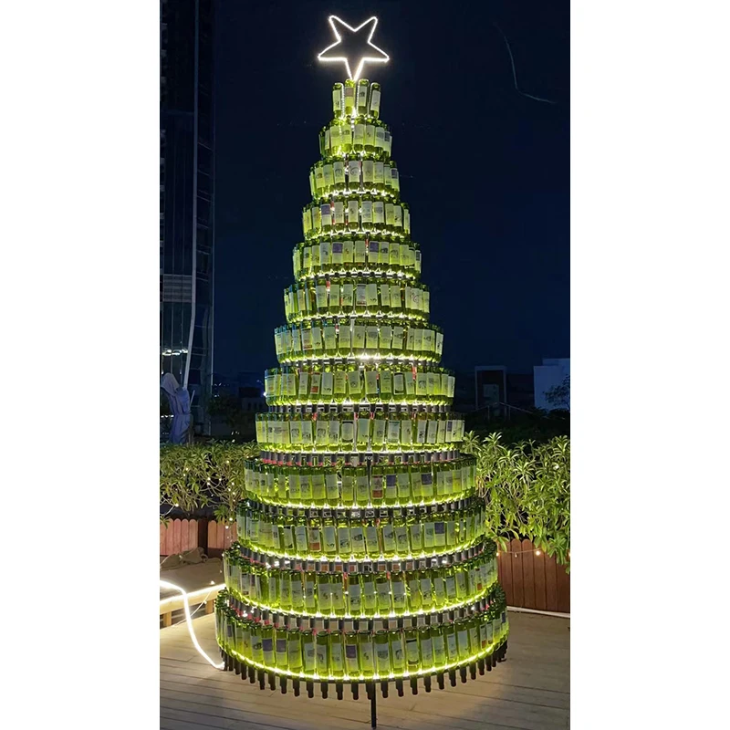 custom anniversary opening celebration Christmas tree bottle multi-layer wrought iron luminous bar decoration display wine rack
custom anniversary opening celebration Christmas tree bottle multi-layer wrought iron luminous bar decoration display wine rack