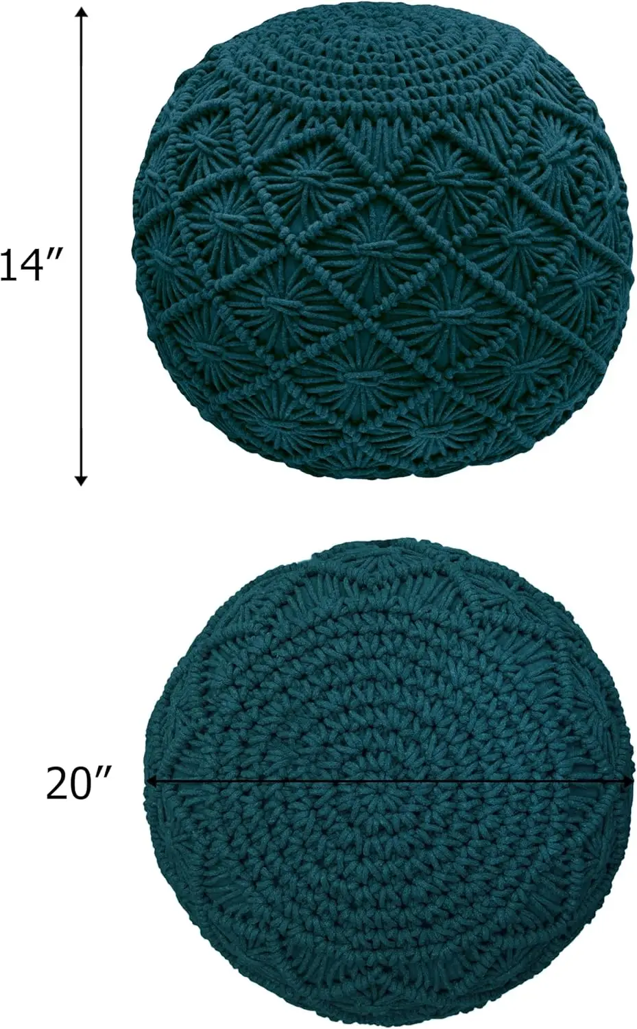 Cotton Craft Macrame Braided Pouf - Ottoman Footrest Bean Bag - Knitted Cotton Cord Comfortable Round Dori Pouf - Prefilled
Cotton Craft Macrame Braided Pouf - Ottoman Footrest Bean Bag - Knitted Cotton Cord Comfortable Round Dori Pouf - Prefilled