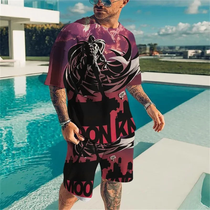 Мужской комплект из шорт и топа, с коротким рукавом и цифровым принтом
Мужской комплект из шорт и топа, с коротким рукавом и цифровым принтом