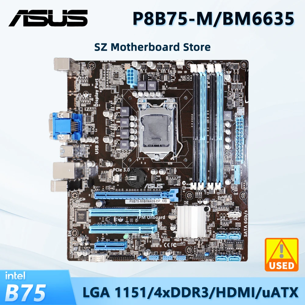 P8B75-M ASUS Motherboard with Intel B75 Chipset LGA 1155 CPU Socket 4×DDR3 DIMM 32GB PCI-E 3.0 For Core i7 Core i5 Core i3
P8B75-M ASUS Motherboard with Intel B75 Chipset LGA 1155 CPU Socket 4×DDR3 DIMM 32GB PCI-E 3.0 For Core i7 Core i5 Core i3