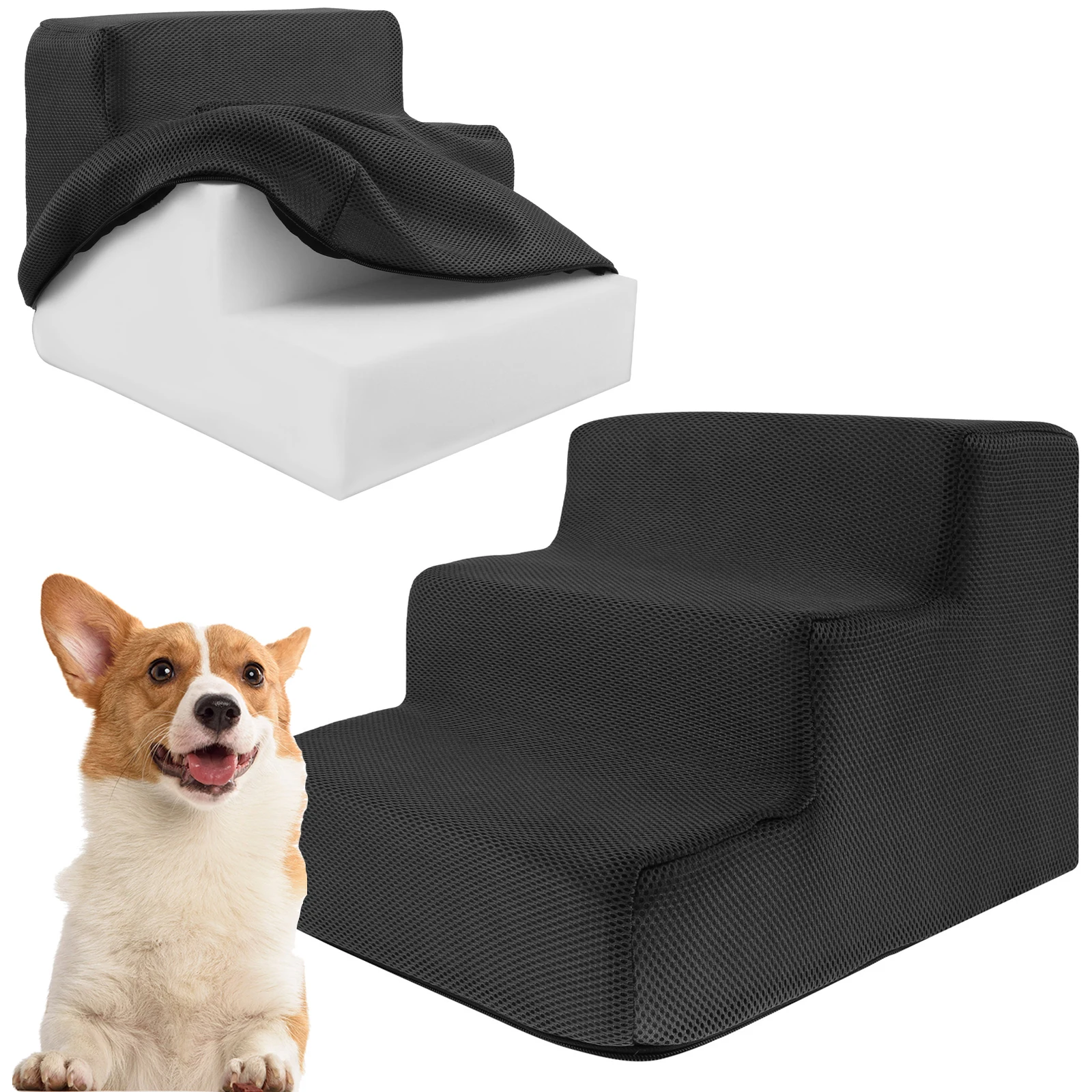 3 Step Dog Pet Stairs Ramp Ladder Training Non-Slip High Density Soft Foam Removable for High Bed or Couch Pet Supplies
3 Step Dog Pet Stairs Ramp Ladder Training Non-Slip High Density Soft Foam Removable for High Bed or Couch Pet Supplies