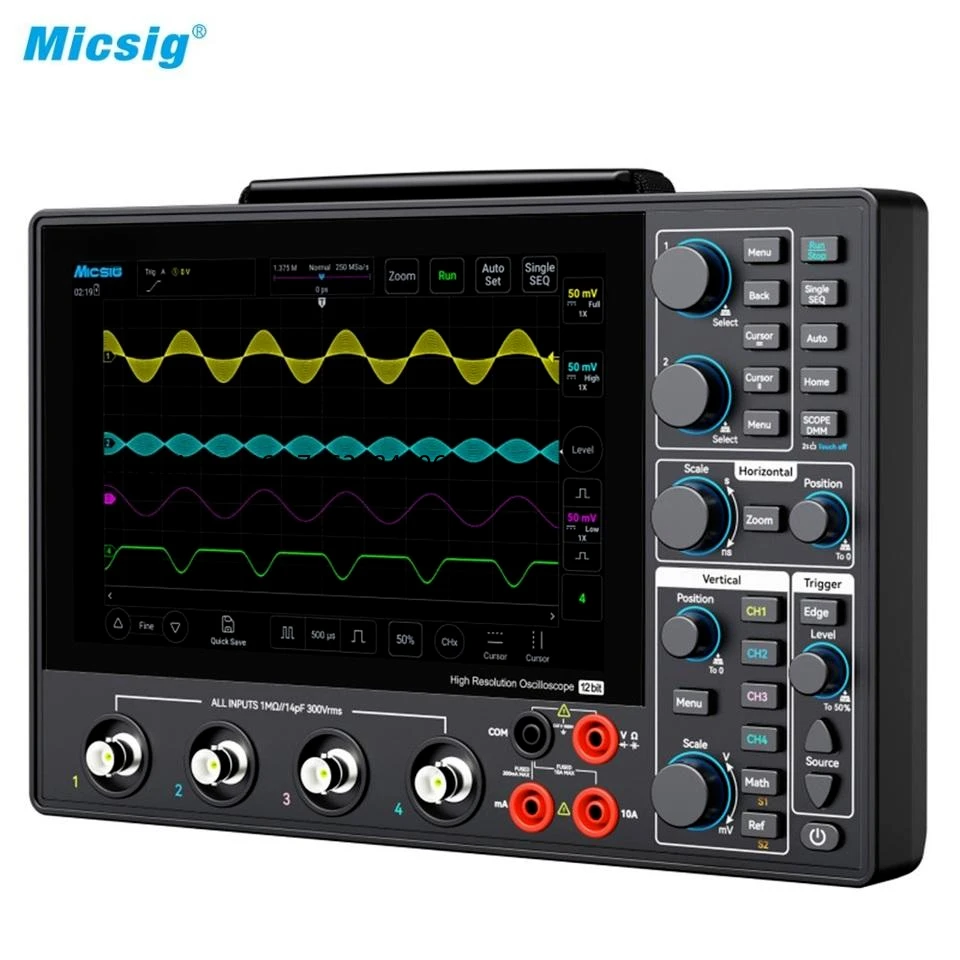 Micsig MHO14-100/MHO14-200 100MHz-200MHz Digital Oscilloscope Bandwidth 1GSa/s Sampling Rate Vertical 12Bit W/O Multimeter
Micsig MHO14-100/MHO14-200 100MHz-200MHz Digital Oscilloscope Bandwidth 1GSa/s Sampling Rate Vertical 12Bit W/O Multimeter