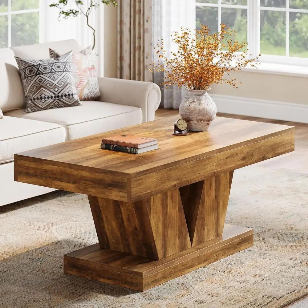 armhouse Recular Coee Table, 47.2" -Century Wooden Center Table with Thick Scutural Base, ern Rustic Accent urniture or Living R
armhouse Recular Coee Table, 47.2" -Century Wooden Center Table with Thick Scutural Base, ern Rustic Accent urniture or Living R