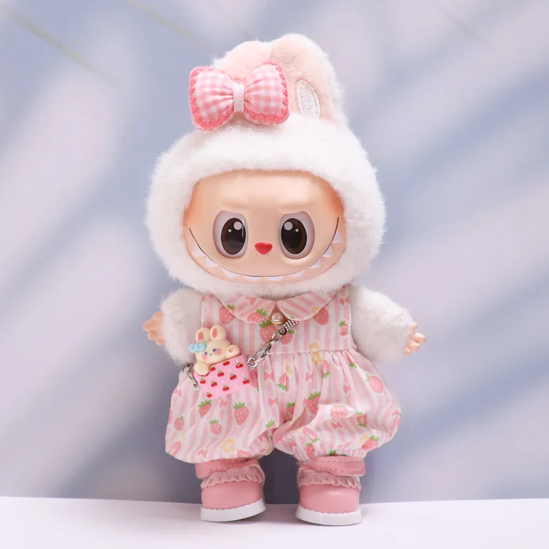 Labubu clothes Kawaii 1/2/3 Labubu Doll Outfit Cute Strawberry Pattern Onesie Romper with Bow Hair Accessories Doll Suit
Labubu clothes Kawaii 1/2/3 Labubu Doll Outfit Cute Strawberry Pattern Onesie Romper with Bow Hair Accessories Doll Suit