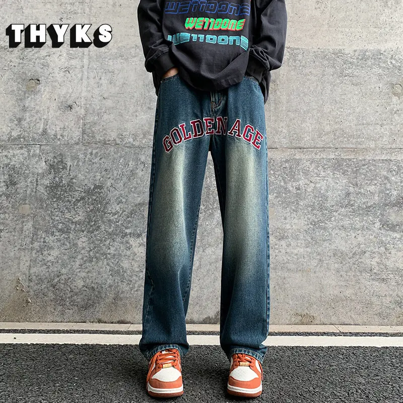 American High Street Letter Embroidered Jeans Men's Straight Loose Distressed Pants Women Streetwear Denim Trousers Unisex
American High Street Letter Embroidered Jeans Men's Straight Loose Distressed Pants Women Streetwear Denim Trousers Unisex