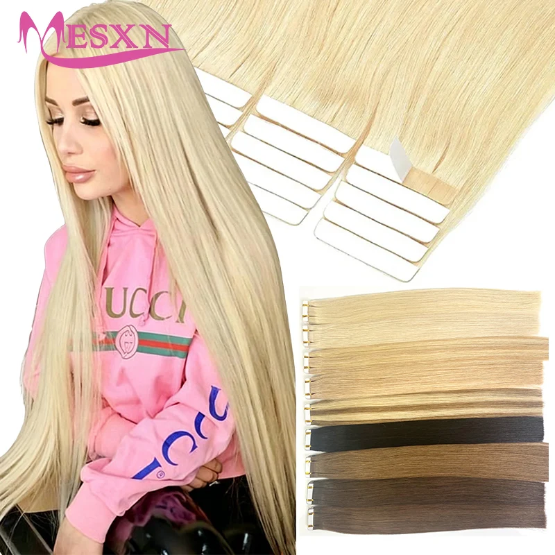 MESXN Tape In Hair Extensions 100% Really Human hair Extensions 16"-24" Black Brown Blonde Invisible Can dye For Salon
MESXN Tape In Hair Extensions 100% Really Human hair Extensions 16"-24" Black Brown Blonde Invisible Can dye For Salon