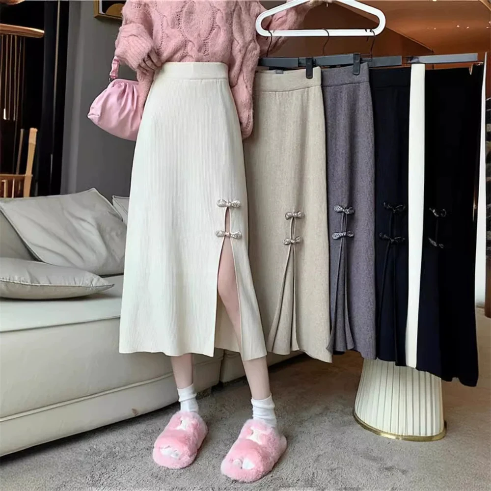 2026 Women Autumn Winter Chinese Style New Knitted Half Length Skirt For High Waist Elegant Split Mid Length Female Long Skirts
2026 Women Autumn Winter Chinese Style New Knitted Half Length Skirt For High Waist Elegant Split Mid Length Female Long Skirts