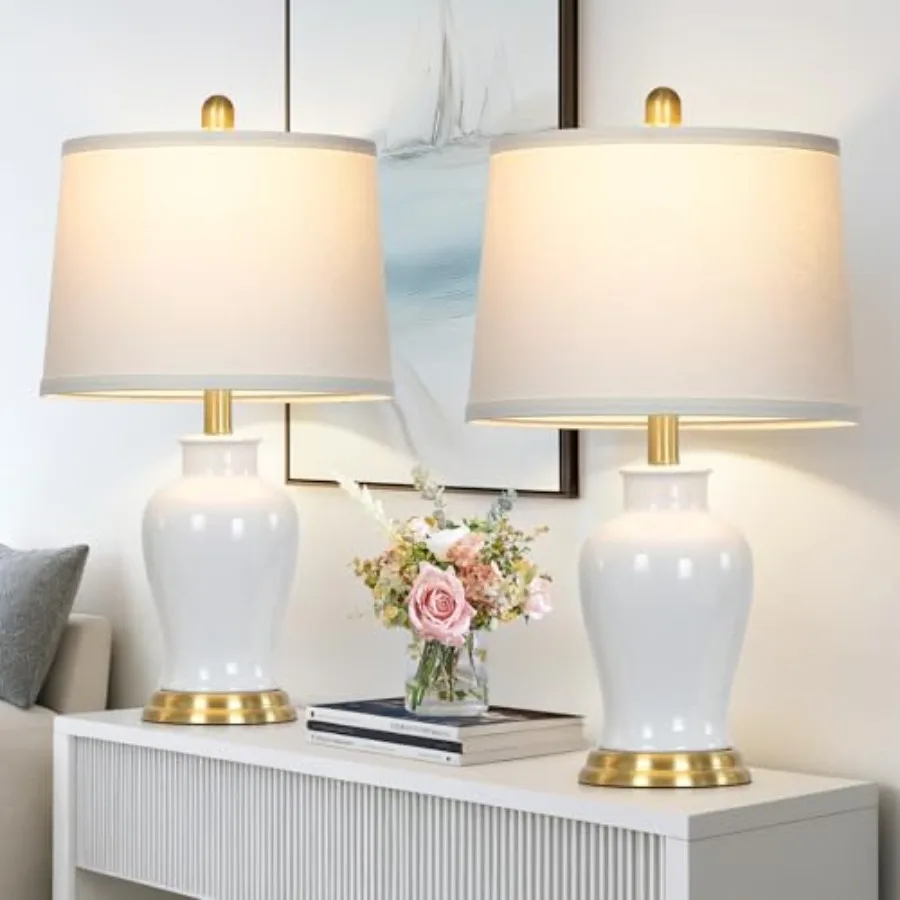 Modern Ceramic Table Lamps Set of 2, 23" Ceramic Lamps for Living Room, Rustic Farmhouse Bedside Lamp with Ginger Jar Design, E
Modern Ceramic Table Lamps Set of 2, 23" Ceramic Lamps for Living Room, Rustic Farmhouse Bedside Lamp with Ginger Jar Design, E