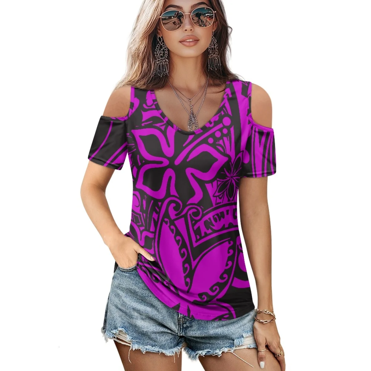 New arrival custom island fashion Hawaiian plumeria print fashion loose off-shoulder short-sleeved t-shirt Polynesian clothing
New arrival custom island fashion Hawaiian plumeria print fashion loose off-shoulder short-sleeved t-shirt Polynesian clothing