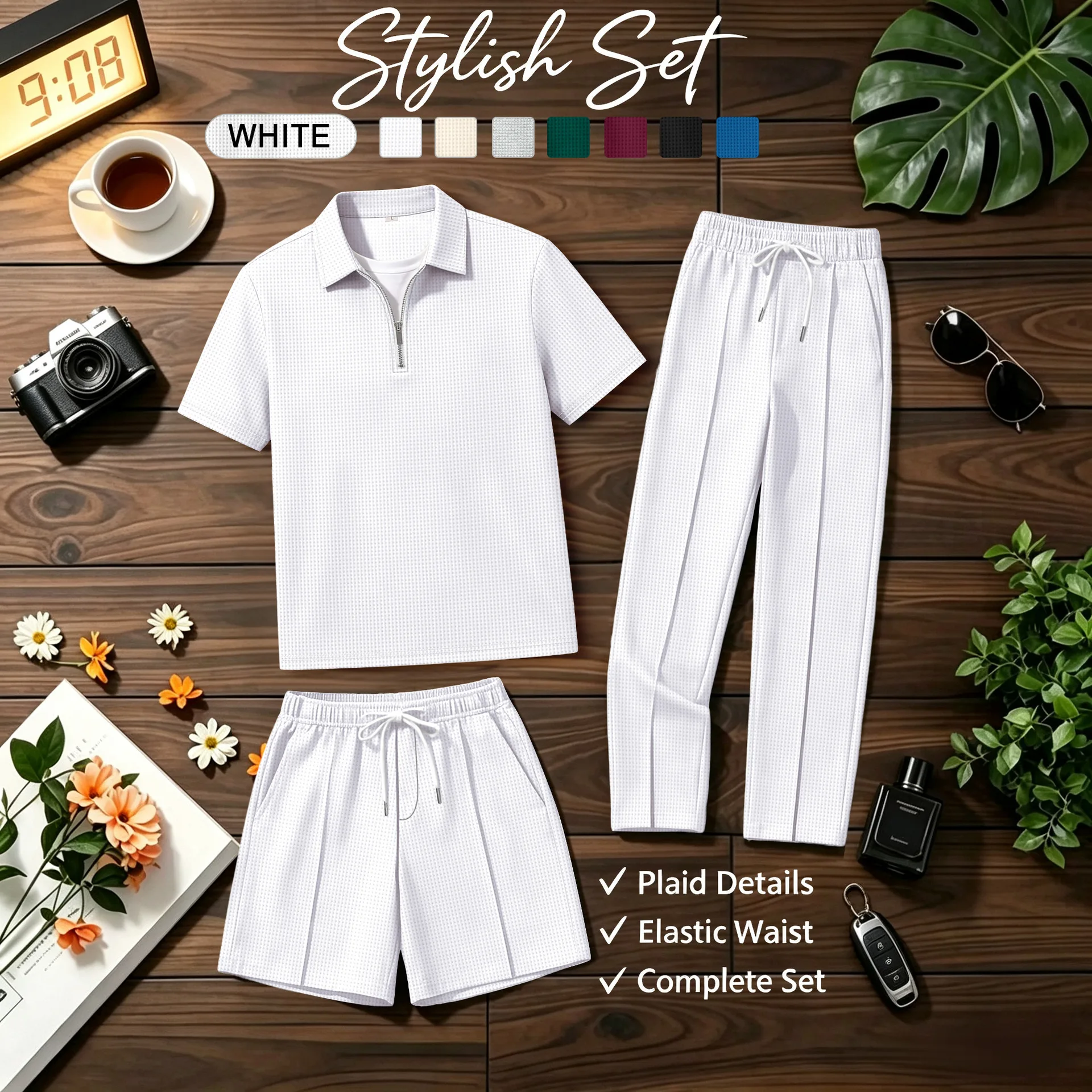 New summer men's cool, breathable, comfortable and soft half-collared polo shirt + shorts + long pants three-piece casual outfit
New summer men's cool, breathable, comfortable and soft half-collared polo shirt + shorts + long pants three-piece casual outfit