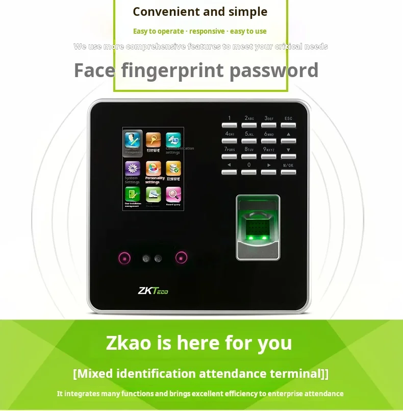 Facial Recognition Time Attendance Machine Fingerprint Attendance Machine ID Card Employee Work Record Attendance Machine ZK3969
Facial Recognition Time Attendance Machine Fingerprint Attendance Machine ID Card Employee Work Record Attendance Machine ZK3969